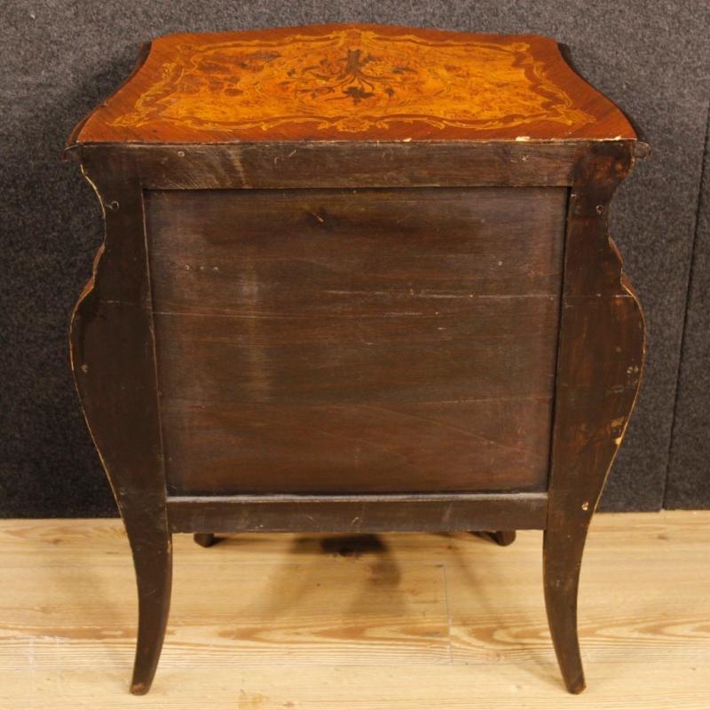 Pair Of Italian Inlaid Bedside Tables In Louis XV Style From 20th Century