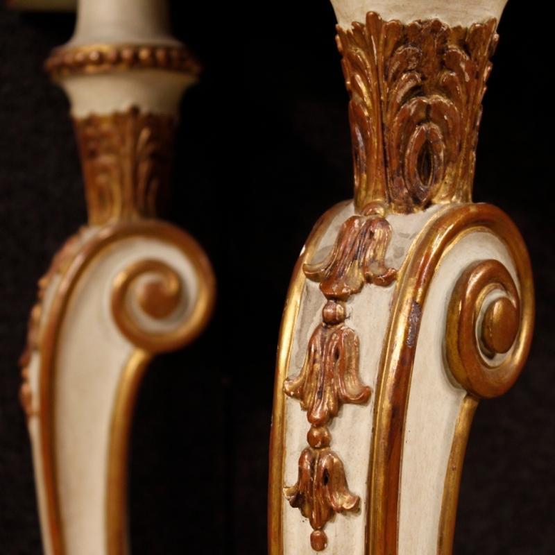 Italian Lacquered, Painted, Gilt Console Table With Marble Top 20th Century