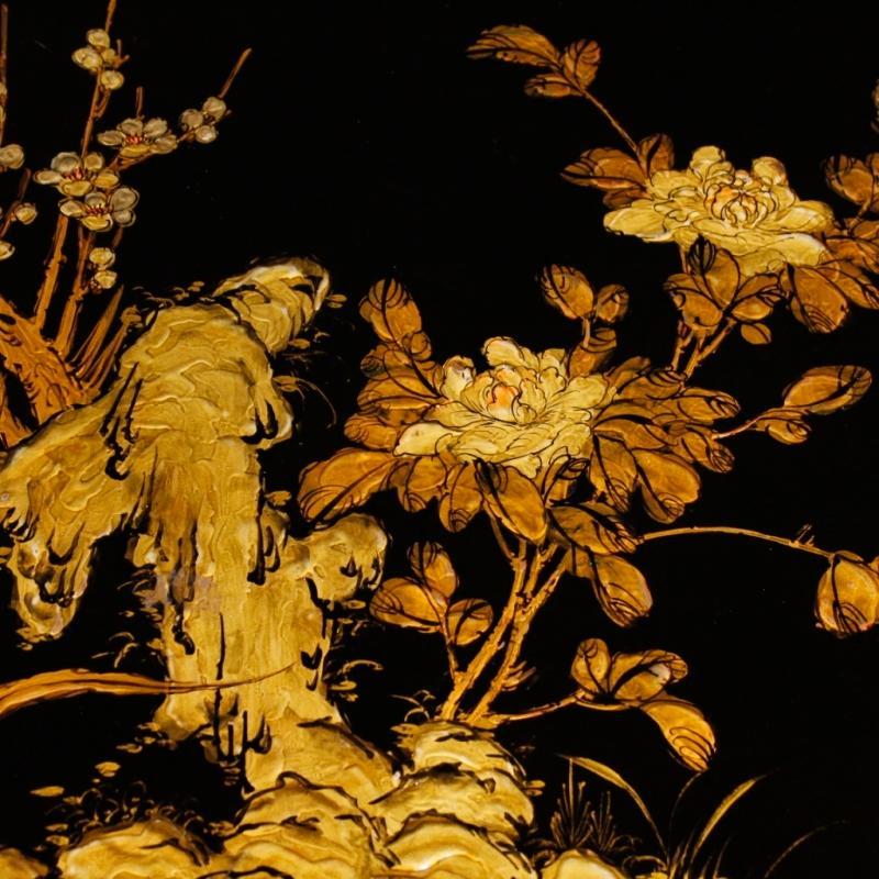 French Center Table In Lacquered and Painted Chinoiserie Wood 20th Century