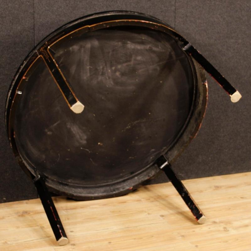 French Center Table In Lacquered and Painted Chinoiserie Wood 20th Century