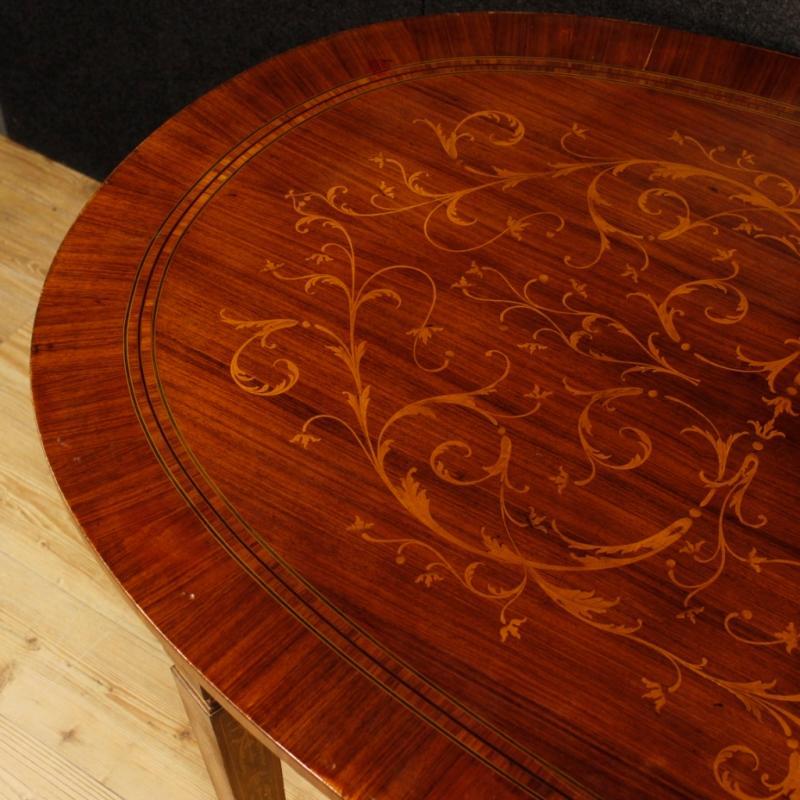 Italian Inlaid Dining Table In Rosewood, Walnut, Maple, Mahogany, Fruitwood in Louis XVI Style 20th Century