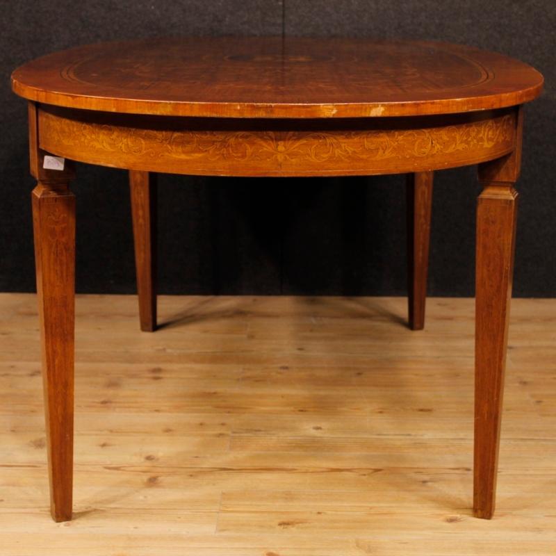 Italian Inlaid Dining Table In Rosewood, Walnut, Maple, Mahogany, Fruitwood in Louis XVI Style 20th Century
