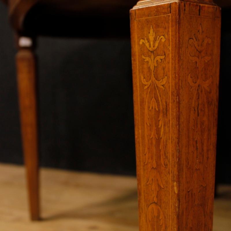 Italian Inlaid Dining Table In Rosewood, Walnut, Maple, Mahogany, Fruitwood in Louis XVI Style 20th Century