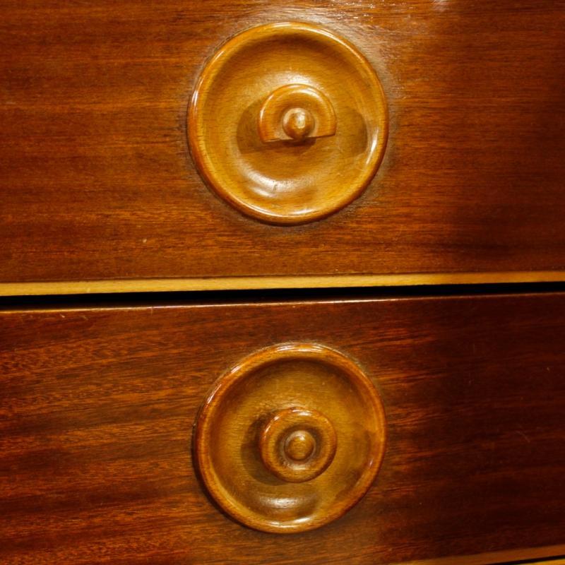 Italian Inlaid Sideboard In Walnut, Maple, Mahogany With 5 Doors From 20th Century