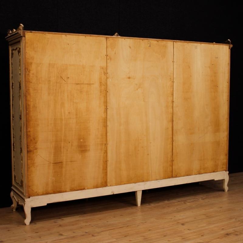 Italian Wardrobe In Lacquered, Gilt And Painted Wood With 6 Doors From 20th Century