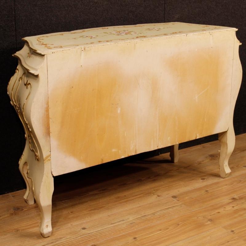 Venetian Dresser In Lacquered, Painted, Gilt Wood With 4 Drawers from 20th Century