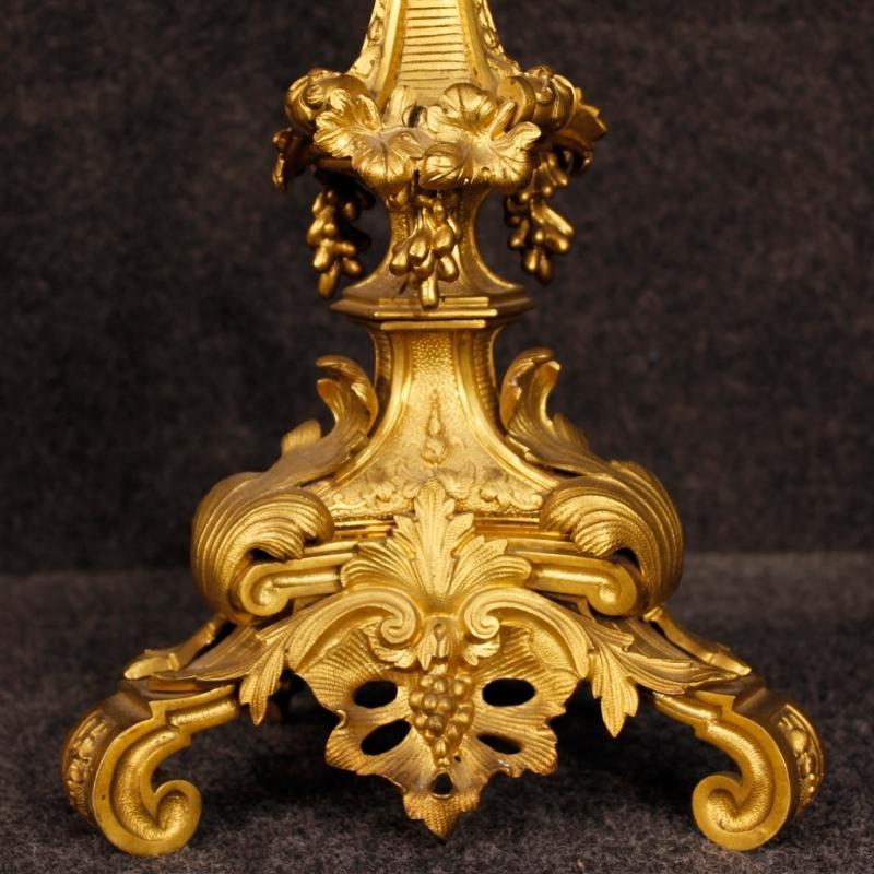 Antique Pair Of French Candelabras In Gilt Bronze From 19th Century