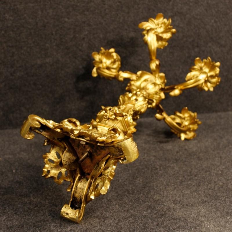 Antique Pair Of French Candelabras In Gilt Bronze From 19th Century