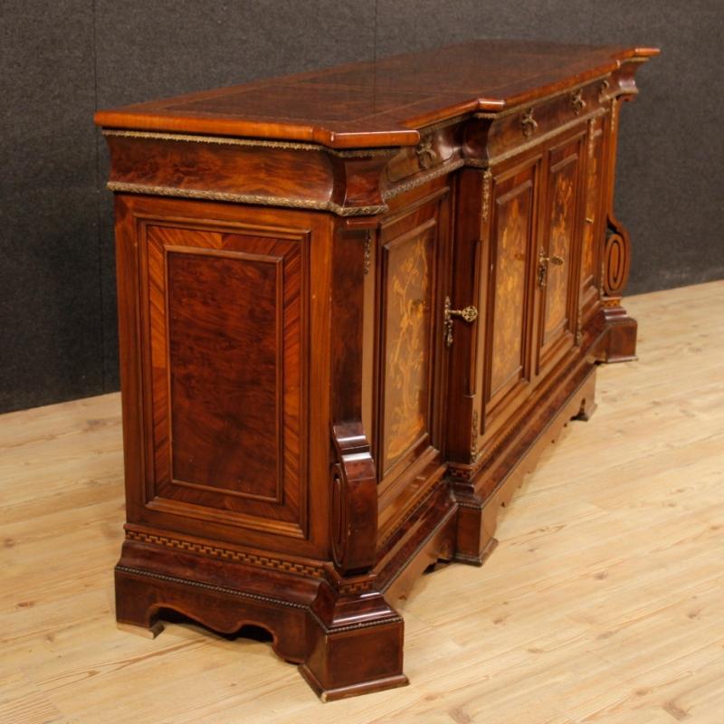 Italian Sideboard In Inlaid Wood With 4 Doors From 20th Century