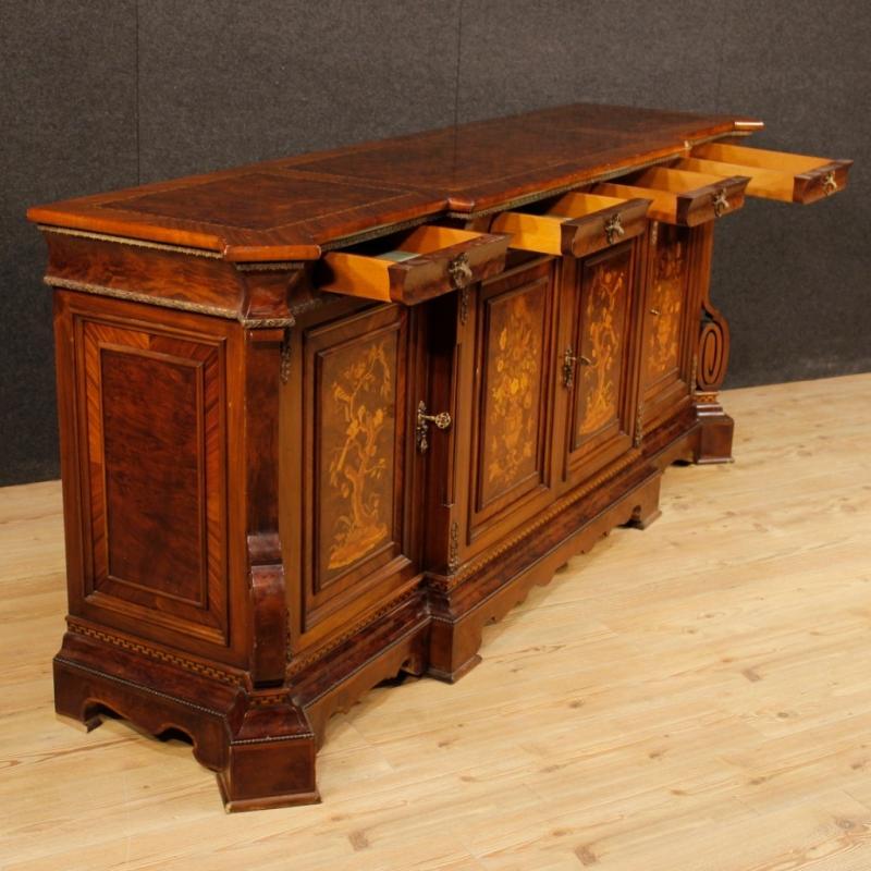 Italian Sideboard In Inlaid Wood With 4 Doors From 20th Century