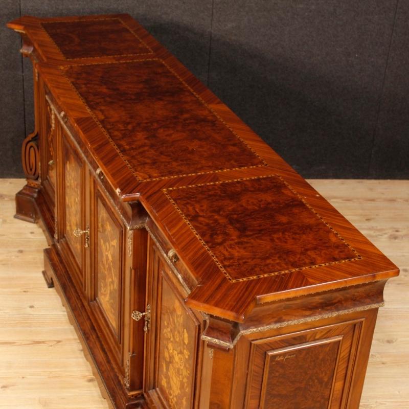 Italian Sideboard In Inlaid Wood With 4 Doors From 20th Century