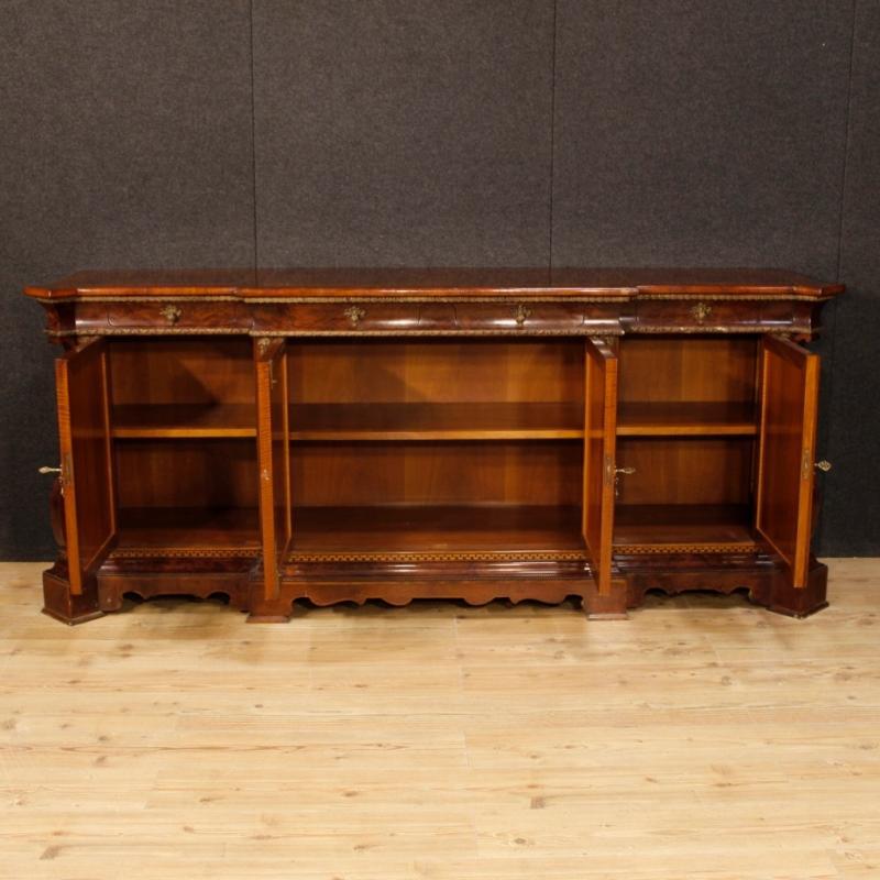 Italian Sideboard In Inlaid Wood With 4 Doors From 20th Century