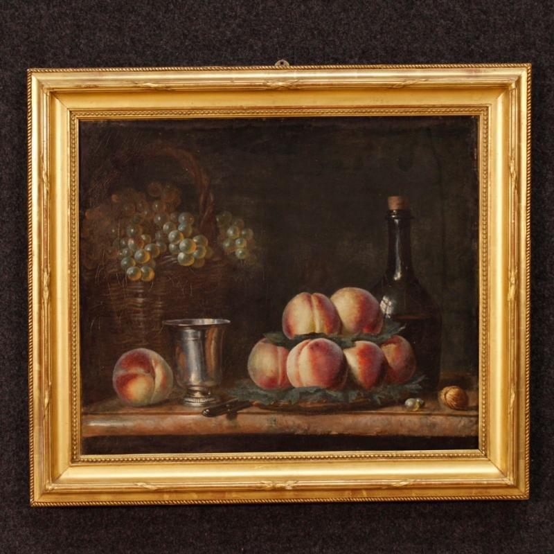 French Still Life Painting Oil On Canvas From 19th Century