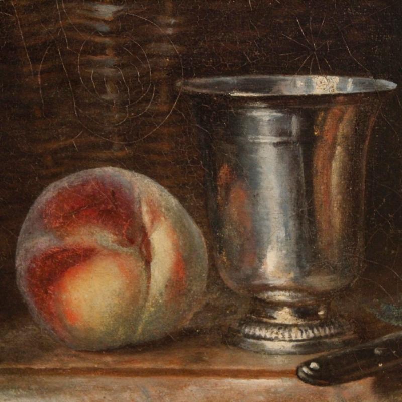 French Still Life Painting Oil On Canvas From 19th Century