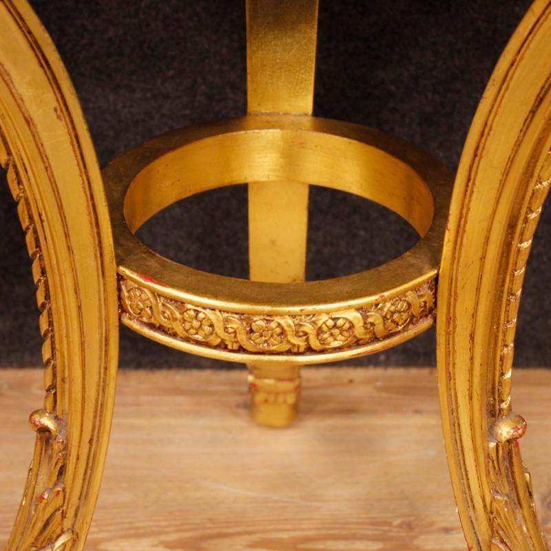 Pair Of French Side Tables In Gilt Wood With Marble Top From 20th Century