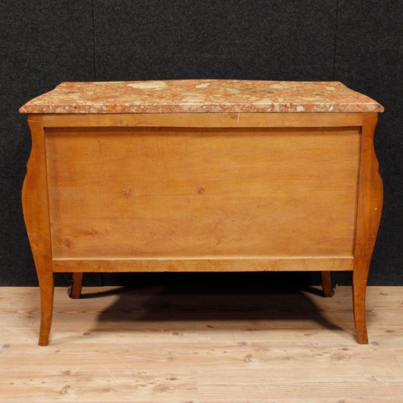 French Chest Of Drawers In Rosewood With Marble Top With Gilt Bronzes From 20th Century