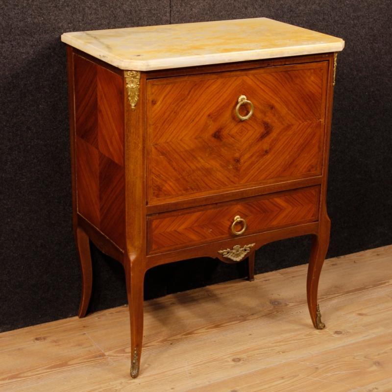 French Commode in Rosewood And Mahogany With Onyx Top And Gilt Bronzes From 20th Century