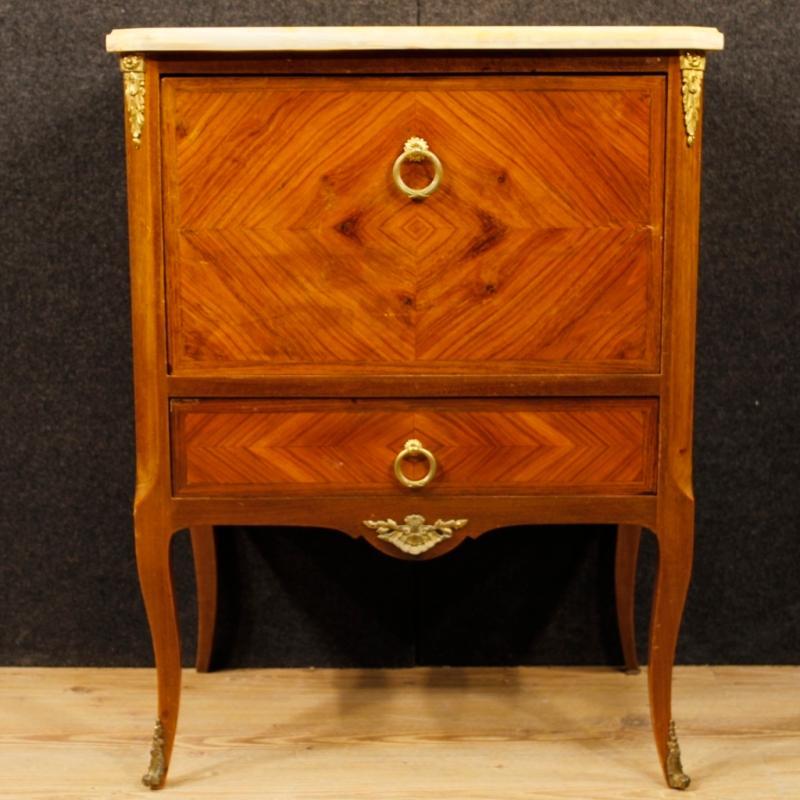 French Commode in Rosewood And Mahogany With Onyx Top And Gilt Bronzes From 20th Century