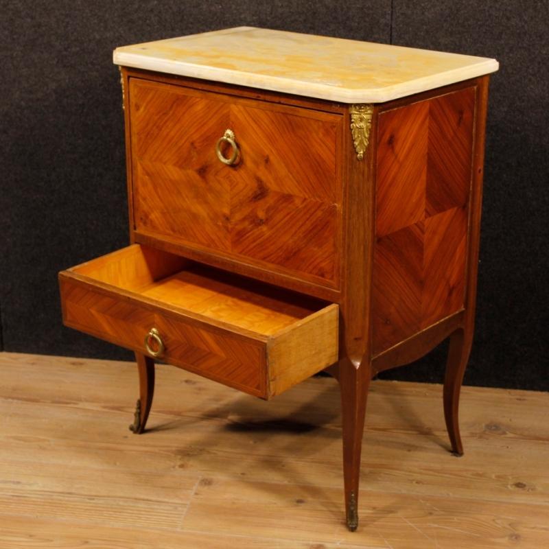 French Commode in Rosewood And Mahogany With Onyx Top And Gilt Bronzes From 20th Century