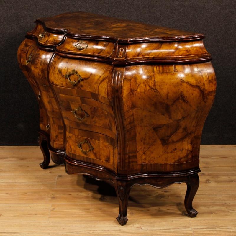 Venetian Dresser In Walnut And Burl Walnut In Louis XV Style From 20th Century