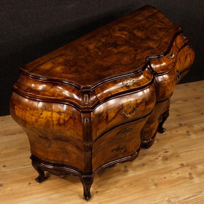 Venetian Dresser In Walnut And Burl Walnut In Louis XV Style From 20th Century