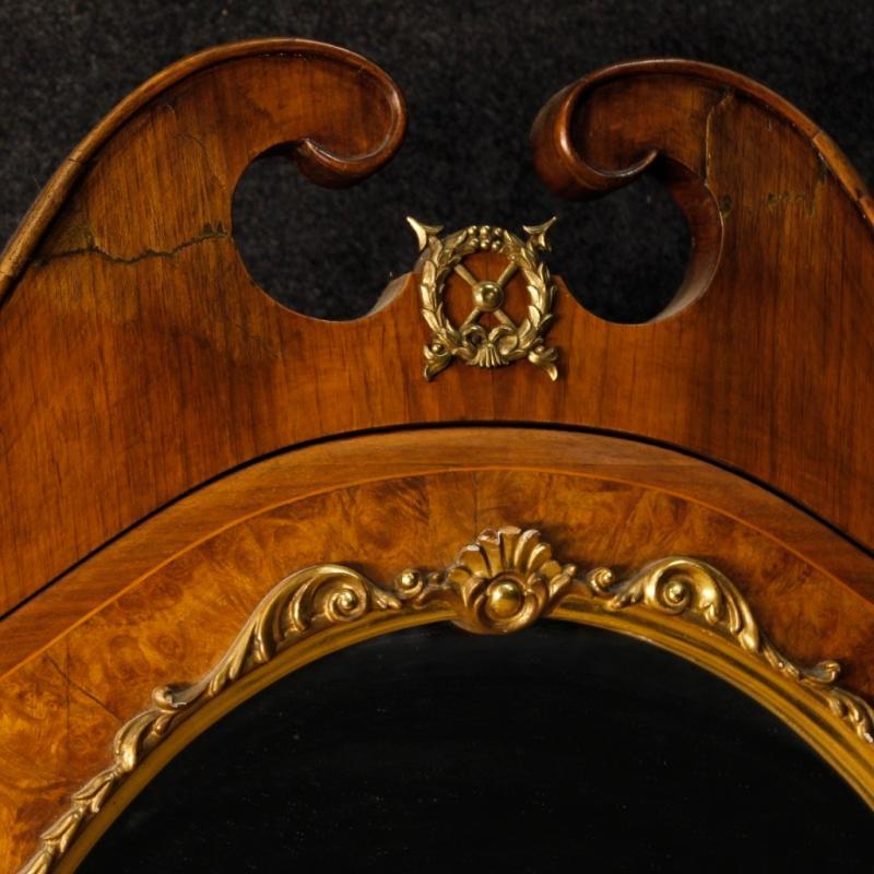Italian Trumeau In Walnut And Burl Walnut With Mirror From 20th Century