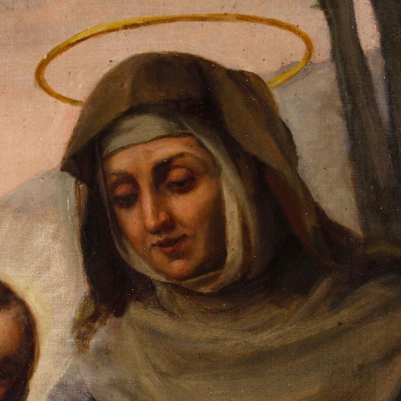 Italian Religious Painting Holy Family Oil On Canvas Signed And Dated P. Arri 1898
