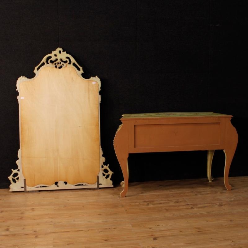Venetian Dresser With Mirror In Lacquered And Painted Wood From 20th Century