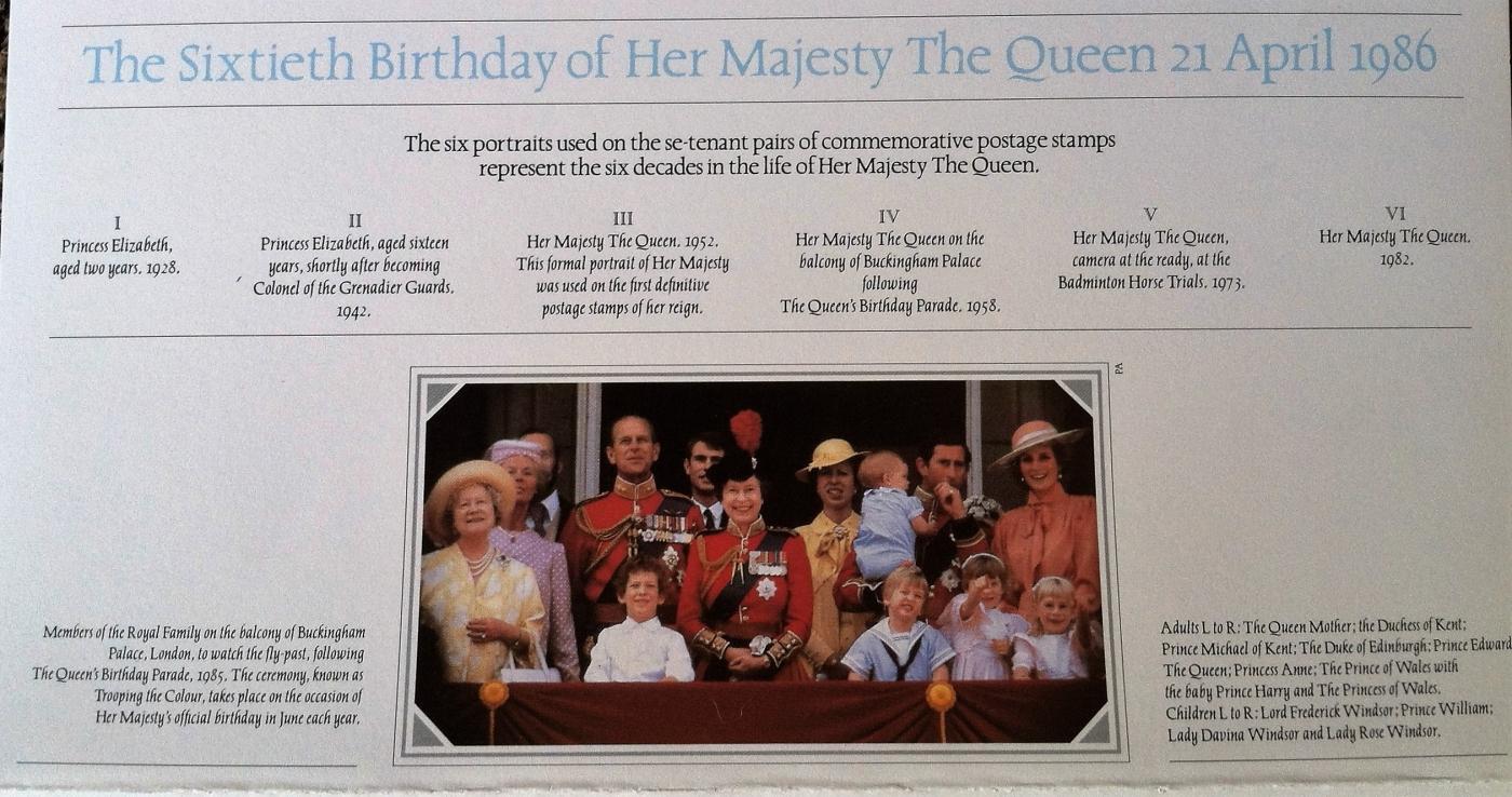 1986 ROYAL MAIL MINT STAMPS SET~60th BIRTHDAY THE QUEEN