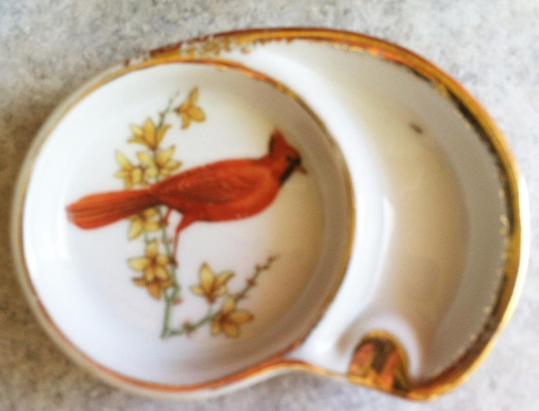 3 Ucagco Ceramics Individual Porclean Bird Ashtrays Coasters~ Made in Japanr