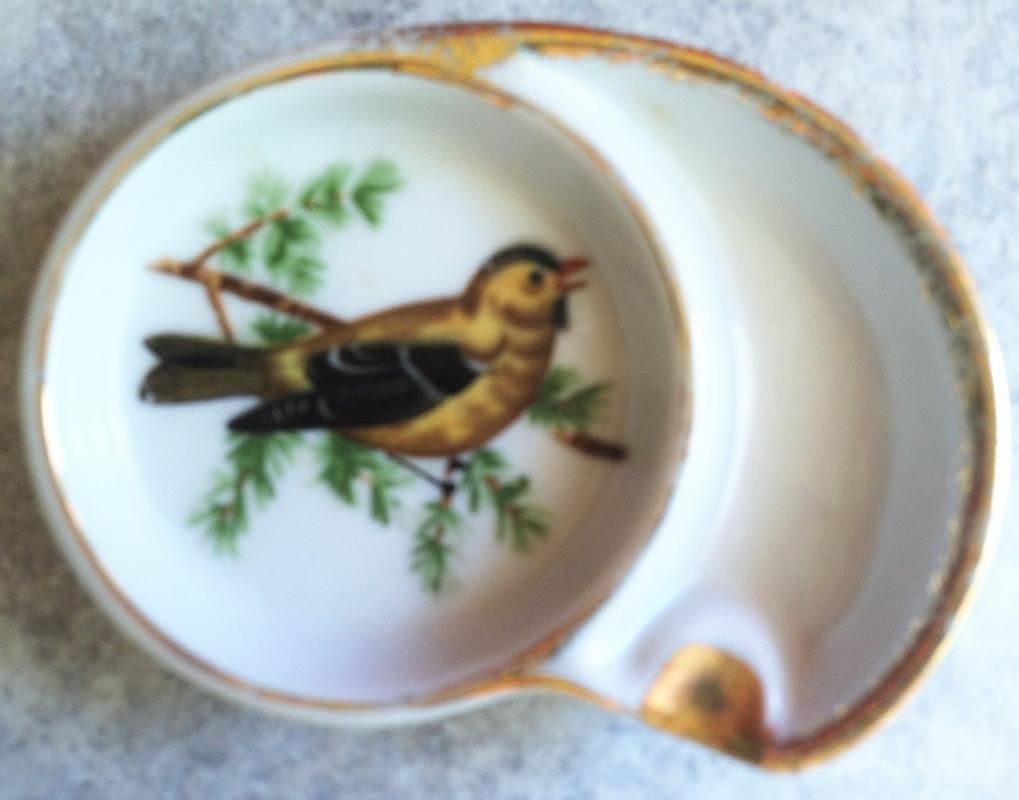 3 Ucagco Ceramics Individual Porclean Bird Ashtrays Coasters~ Made in Japanr