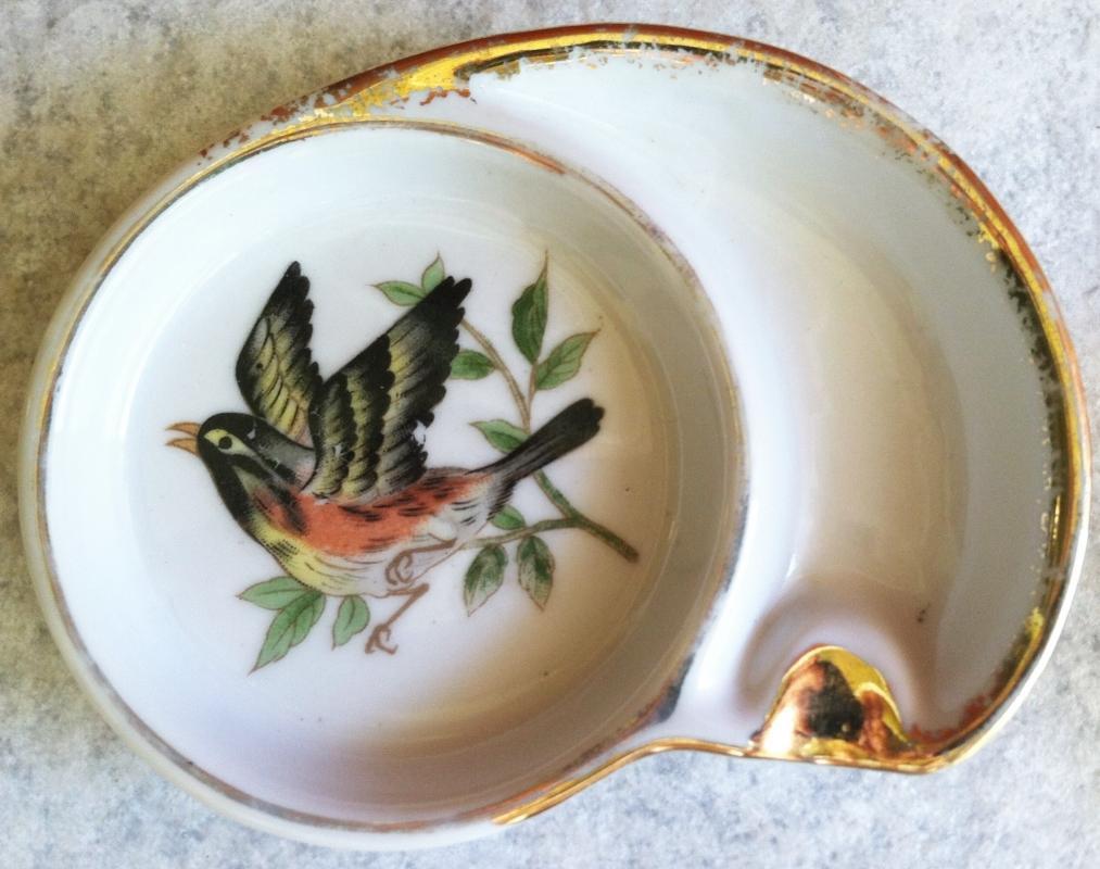 3 Ucagco Ceramics Individual Porclean Bird Ashtrays Coasters~ Made in Japanr