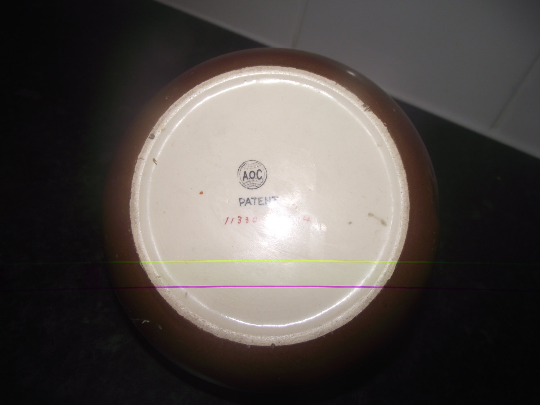 A.O.C. Globe brand shakespeare pattern tobacco jar / humidor with patent hermetic lid