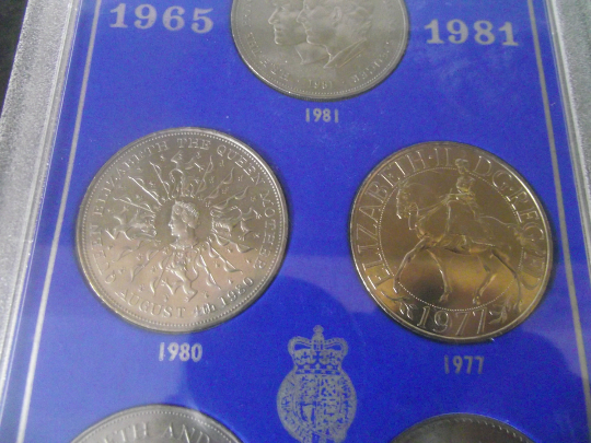 Collection of British Crowns 1965 - 1981 in collectors cas