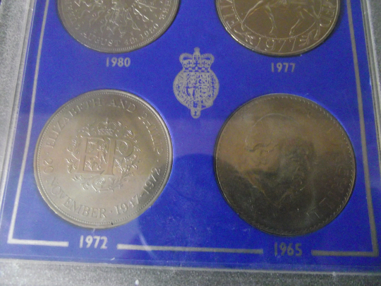 Collection of British Crowns 1965 - 1981 in collectors cas