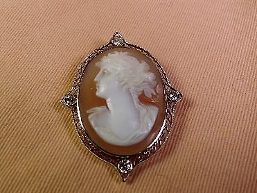 Antique Cameo with Diamonds and Gold