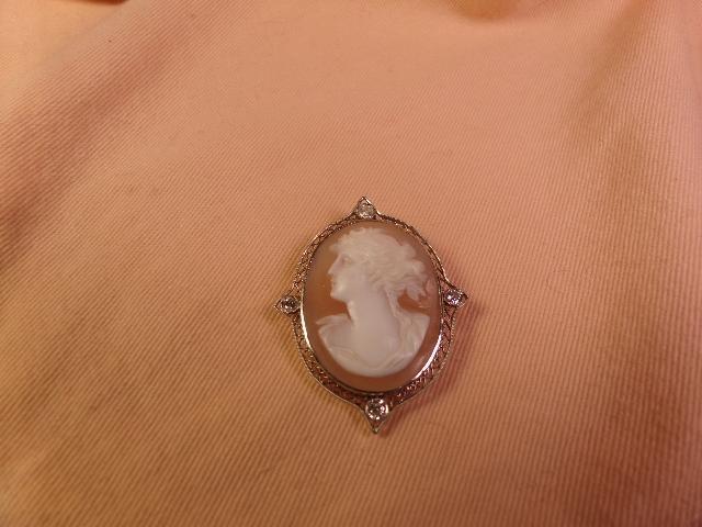 Antique Cameo with Diamonds and Gold