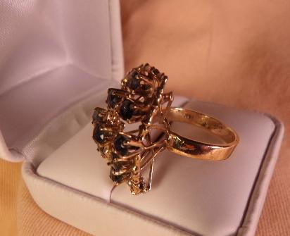 Mid-Century Modern Sapphire and 14K Gold Ring
