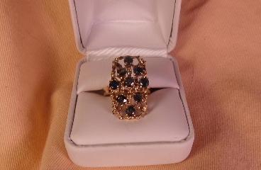 Mid-Century Modern Sapphire and 14K Gold Ring