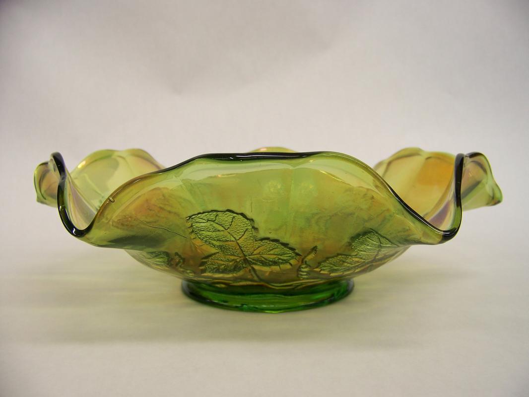 Green Millersburg Carnival Glass Bowl