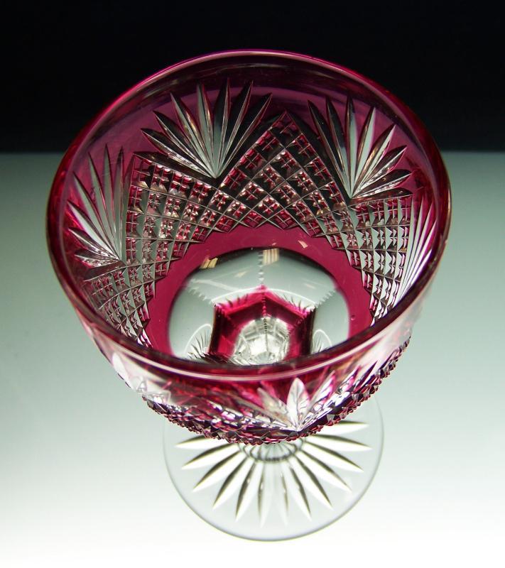 Cranberry Strawberry Diamond and Fan Wine Glass