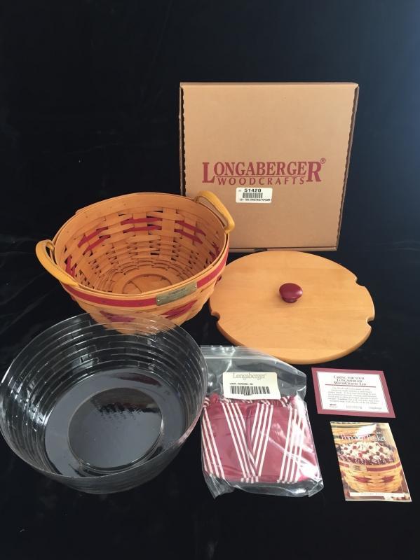 Longaberger 1999 Popcorn Basket Set (Red)
