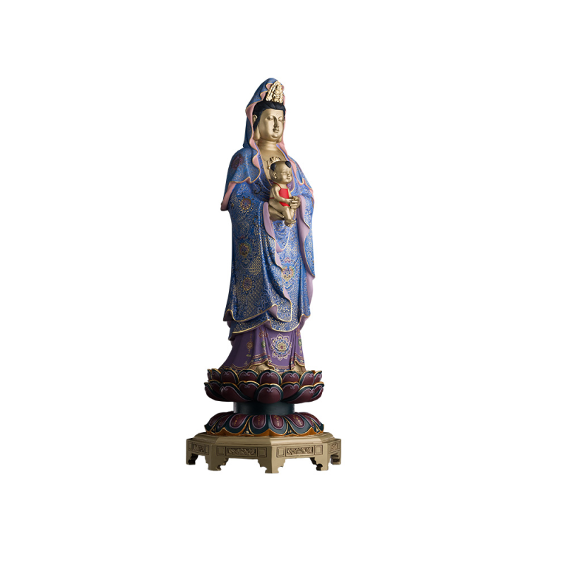 Chinese Guanyin Full brass Pure hand painted AvalOkiteSVara Buddhism china