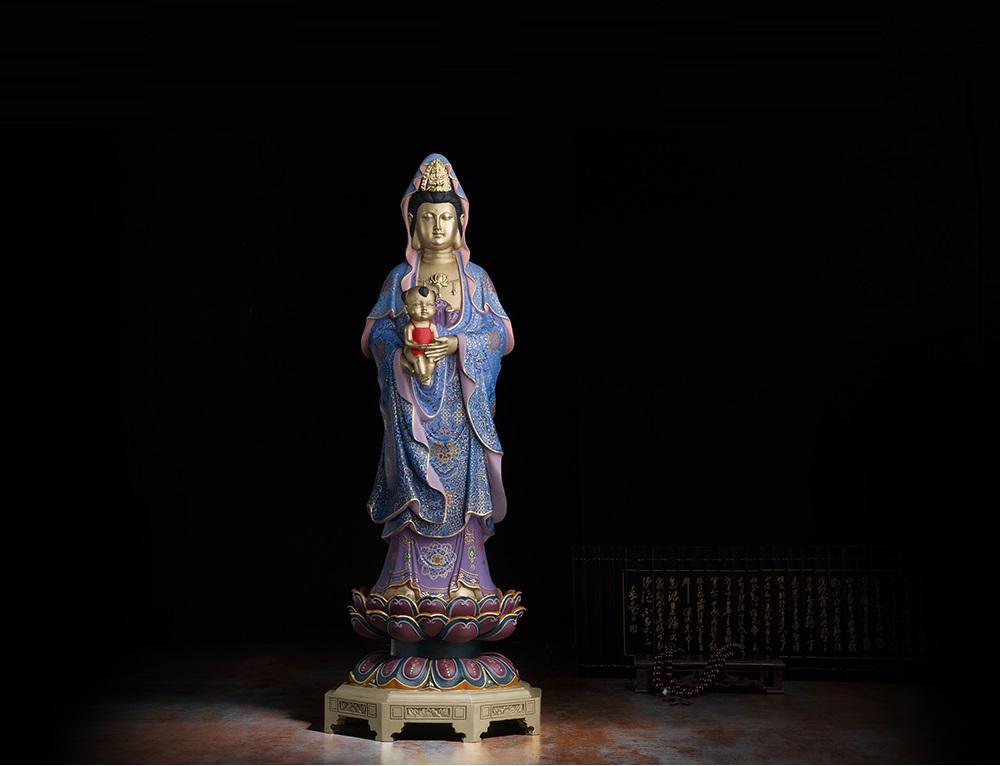 Chinese Guanyin Full brass Pure hand painted AvalOkiteSVara Buddhism china
