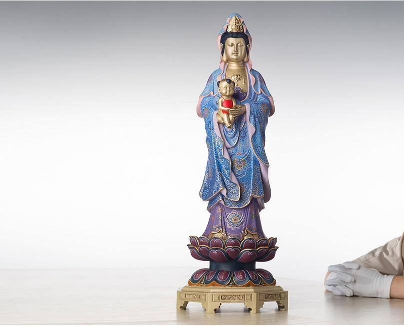 Chinese Guanyin Full brass Pure hand painted AvalOkiteSVara Buddhism china