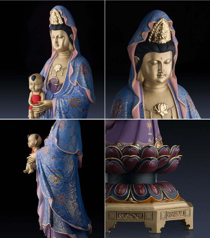 Chinese Guanyin Full brass Pure hand painted AvalOkiteSVara Buddhism china
