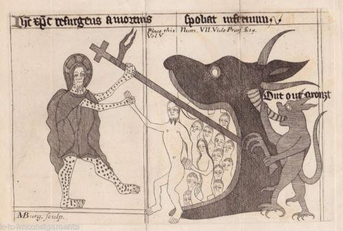 MICHAEL BURGHERS DUTCH ARTIST ANTIQUE JESUS CHRIST RESCUES MAN ENGRAVING PRINT