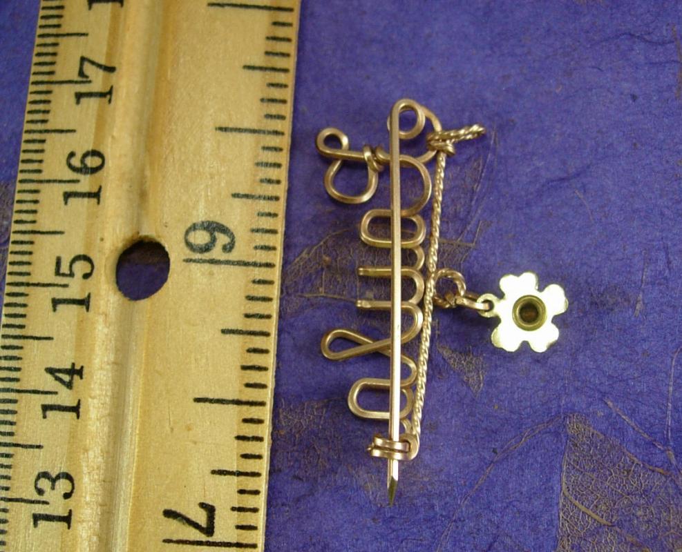 Vintage PAULA Sweetheart Brooch WWII Gold Fill Mothers Day Iris shamrock faux emerald stone Birthday personalized jewelry