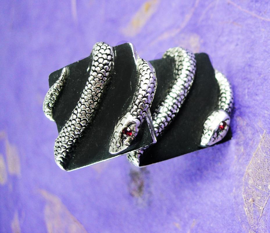 Erotic SNAKE Cufflinks Cleopatra's delight Vintage silver Serpent RED Rhinestone eyeUnisex Shirt cuff links Accessory Snake charmer Swank