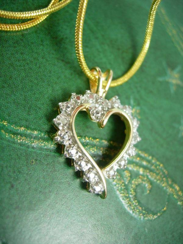 Genuine diamond Heart Pendant Vintage necklace sweetheart sterling bridesmaid mother of the bride